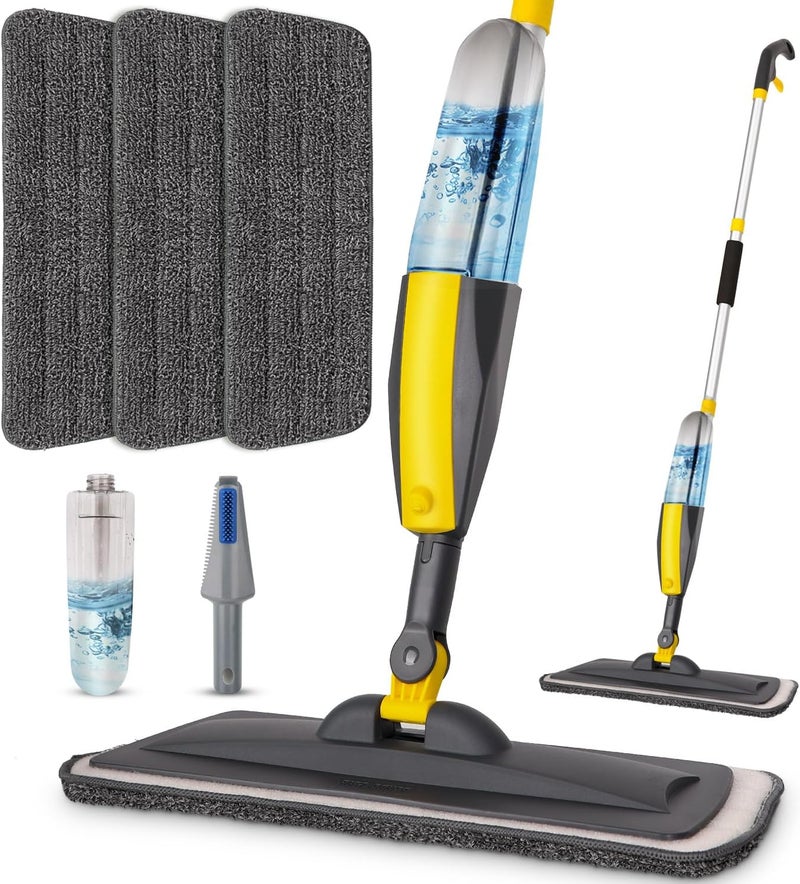 Panda Grip Mops for Floor Cleaning, Spray Mop with 400ml Refillable Bottle and 2 Replacement Pads Dry Wet Floor Household or Commercial Hardwood Laminate Tile Ceramic - Image 1